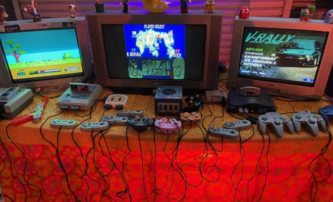 Corner Rétro avec consoles Vintage Téléviseur cathodique et déco Gaming