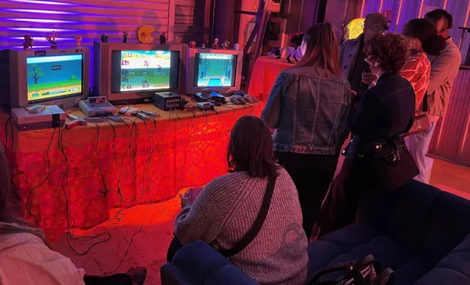 Corner rétrogaming avec participants